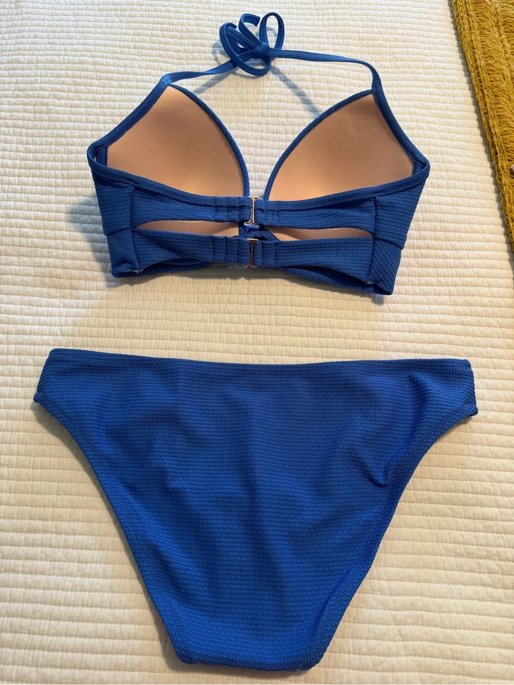 Shade & Shore Royal Blue Textured Halter Bikini Set